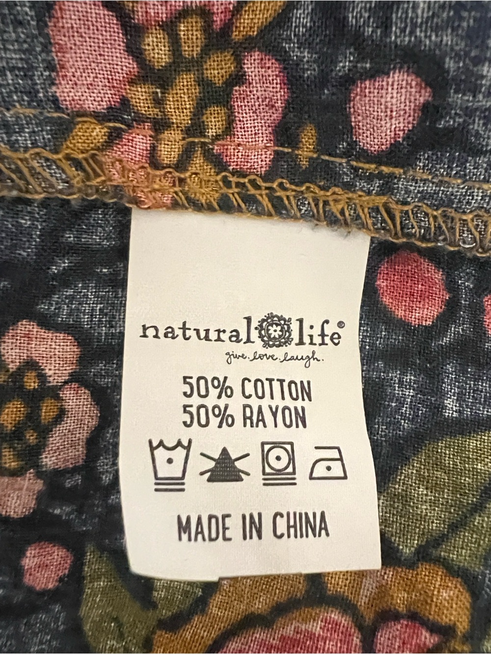 NATURAL LIFE Navy & Mustard Mixed Floral Peasant Blouse with Tassel - Picture 7 of 8